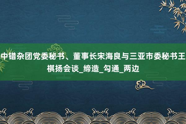 中错杂团党委秘书、董事长宋海良与三亚市委秘书王祺扬会谈_缔造_勾通_两边