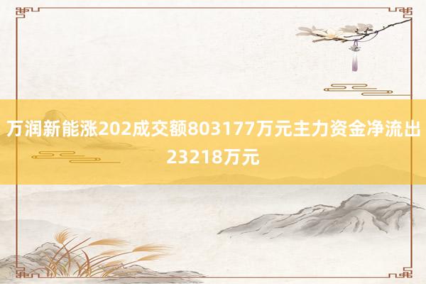 万润新能涨202成交额803177万元主力资金净流出23218万元