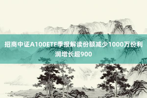 招商中证A100ETF季报解读份额减少1000万份利润增长超900