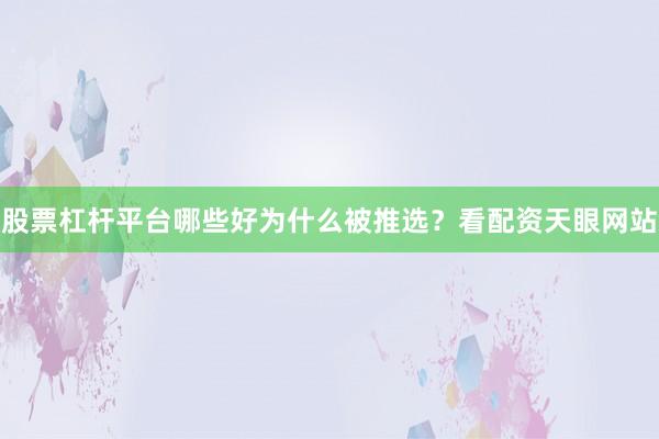 股票杠杆平台哪些好为什么被推选？看配资天眼网站