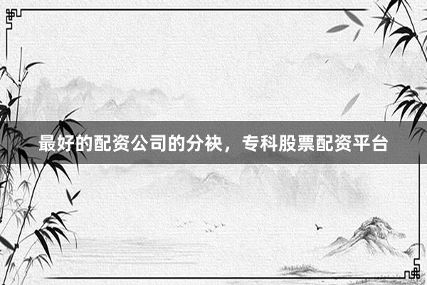 最好的配资公司的分袂，专科股票配资平台