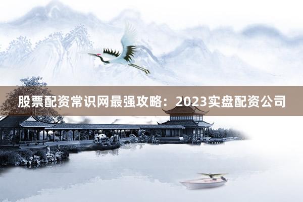 股票配资常识网最强攻略：2023实盘配资公司