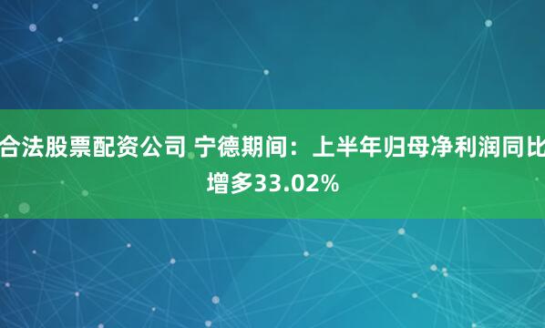 合法股票配资公司 宁德期间：上半年归母净利润同比增多33.02%