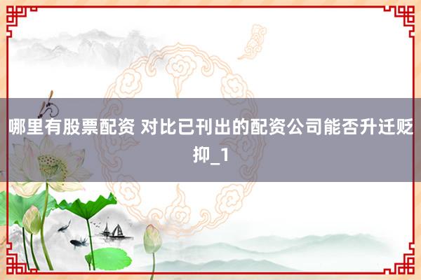 哪里有股票配资 对比已刊出的配资公司能否升迁贬抑_1