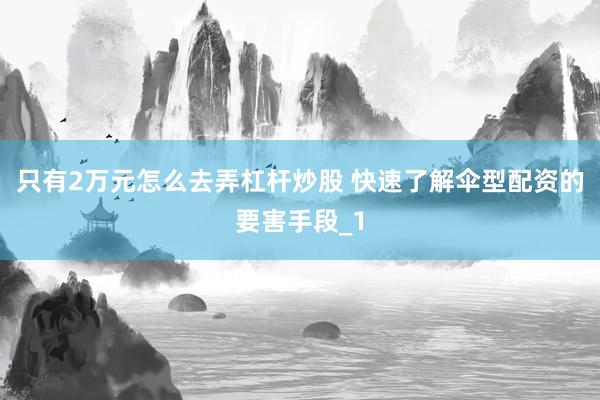 只有2万元怎么去弄杠杆炒股 快速了解伞型配资的要害手段_1
