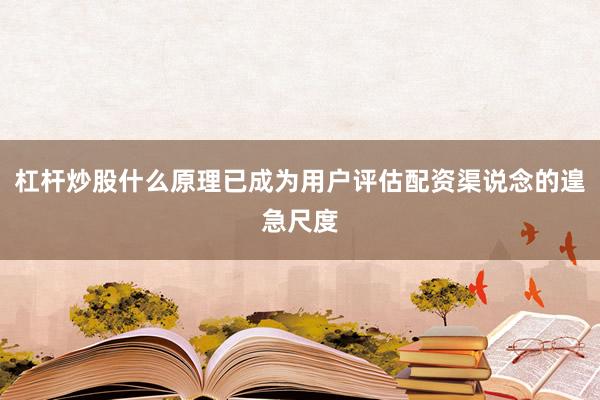 杠杆炒股什么原理已成为用户评估配资渠说念的遑急尺度