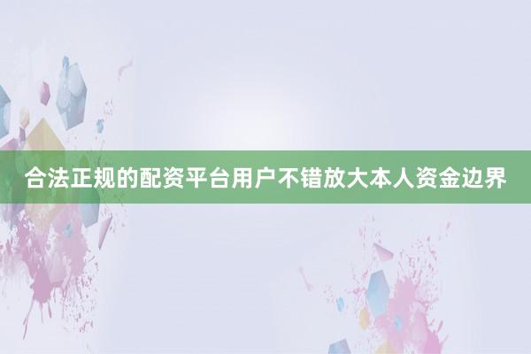 合法正规的配资平台用户不错放大本人资金边界