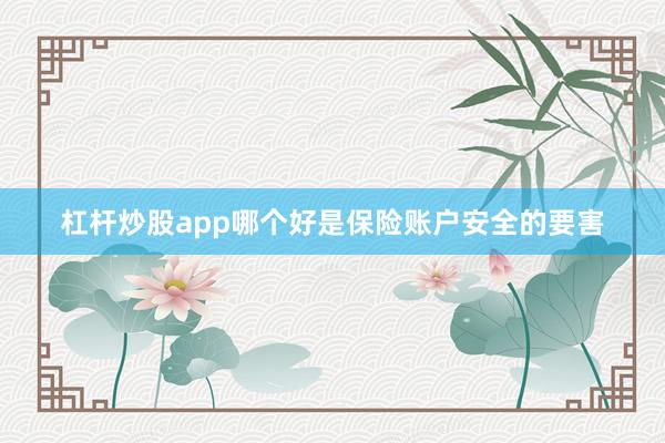 杠杆炒股app哪个好是保险账户安全的要害