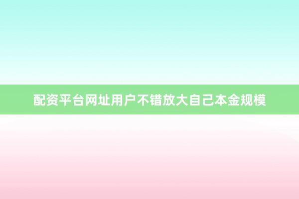 配资平台网址用户不错放大自己本金规模