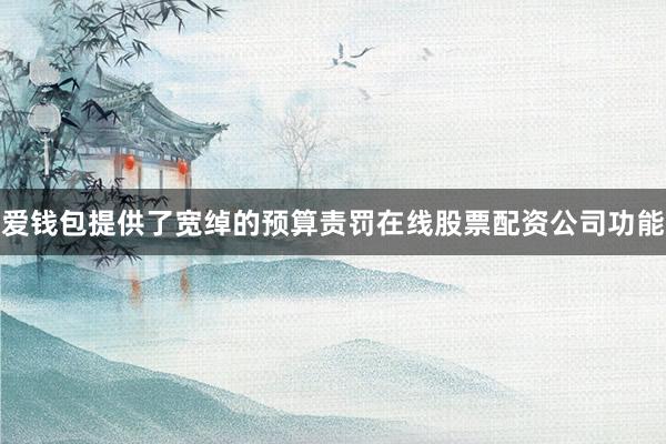 爱钱包提供了宽绰的预算责罚在线股票配资公司功能