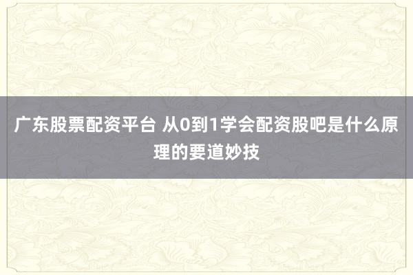 广东股票配资平台 从0到1学会配资股吧是什么原理的要道妙技