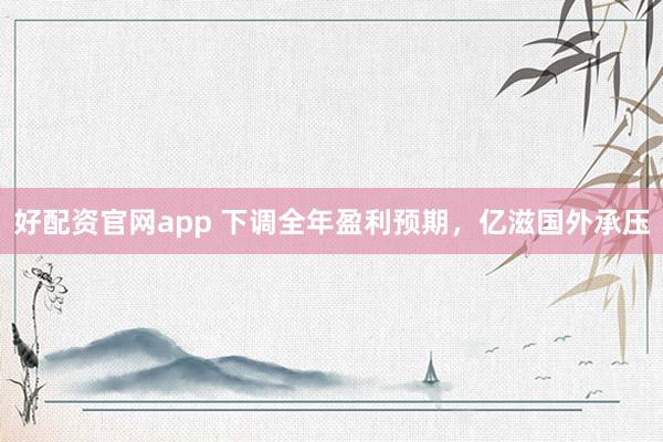 好配资官网app 下调全年盈利预期,亿滋国外承压