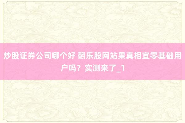 炒股证券公司哪个好 翻乐股网站果真相宜零基础用户吗？实测来了_1