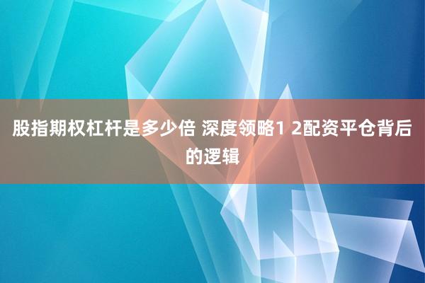 股指期权杠杆是多少倍 深度领略1 2配资平仓背后的逻辑