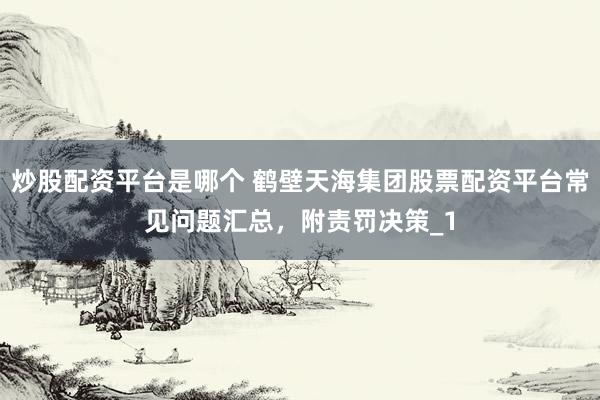 炒股配资平台是哪个 鹤壁天海集团股票配资平台常见问题汇总，附责罚决策_1